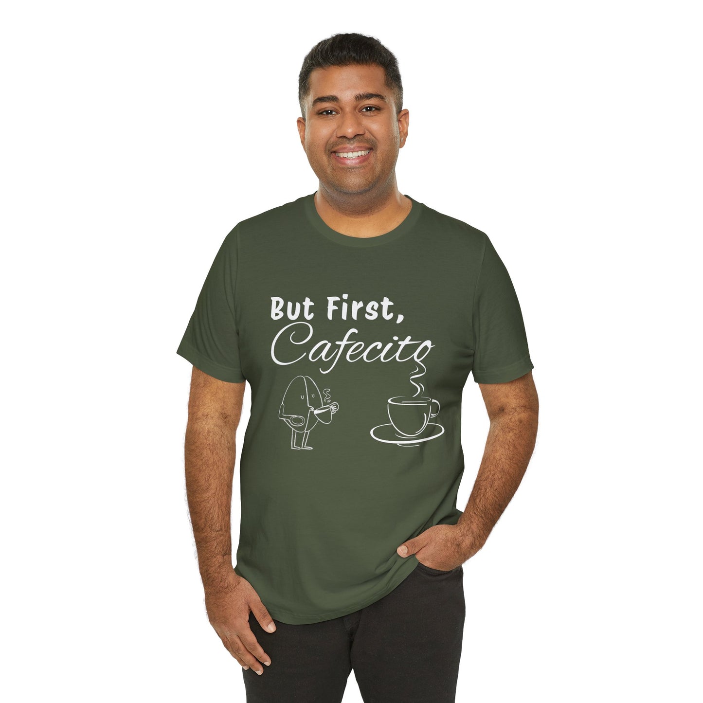 "But First, Cafecito" Funny Bilingual Coffee Lover Tee