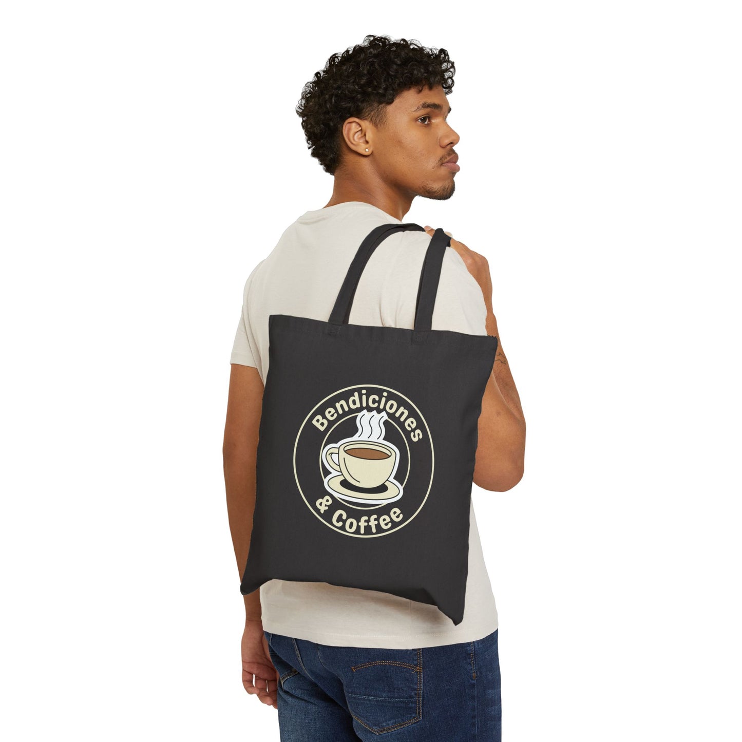 "Bendiciones & Coffee" Funny Bilingual Tote Bag for Coffee Lovers