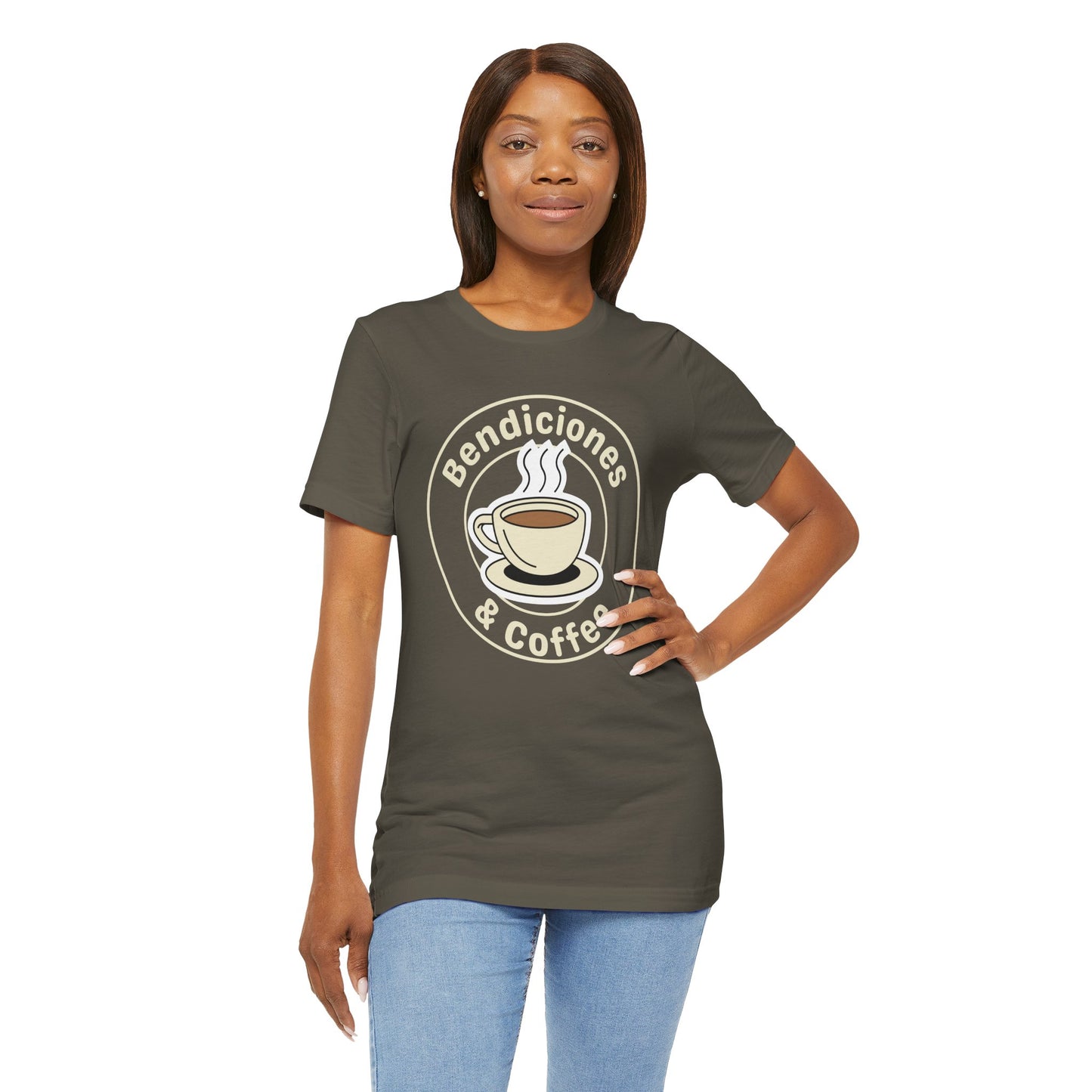 "Bendiciones & Coffee" Funny Bilingual Tee for Coffee Lovers