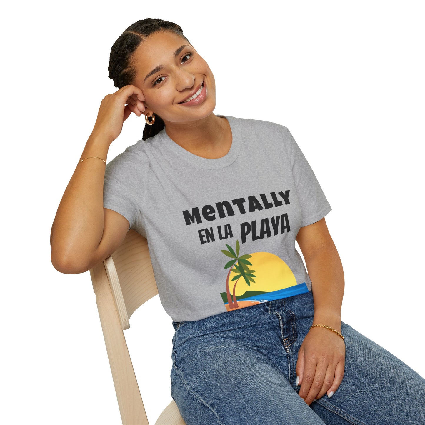 "Mentally En La Playa" Funny Bilingual Tee for Dreamers & Beach Lovers