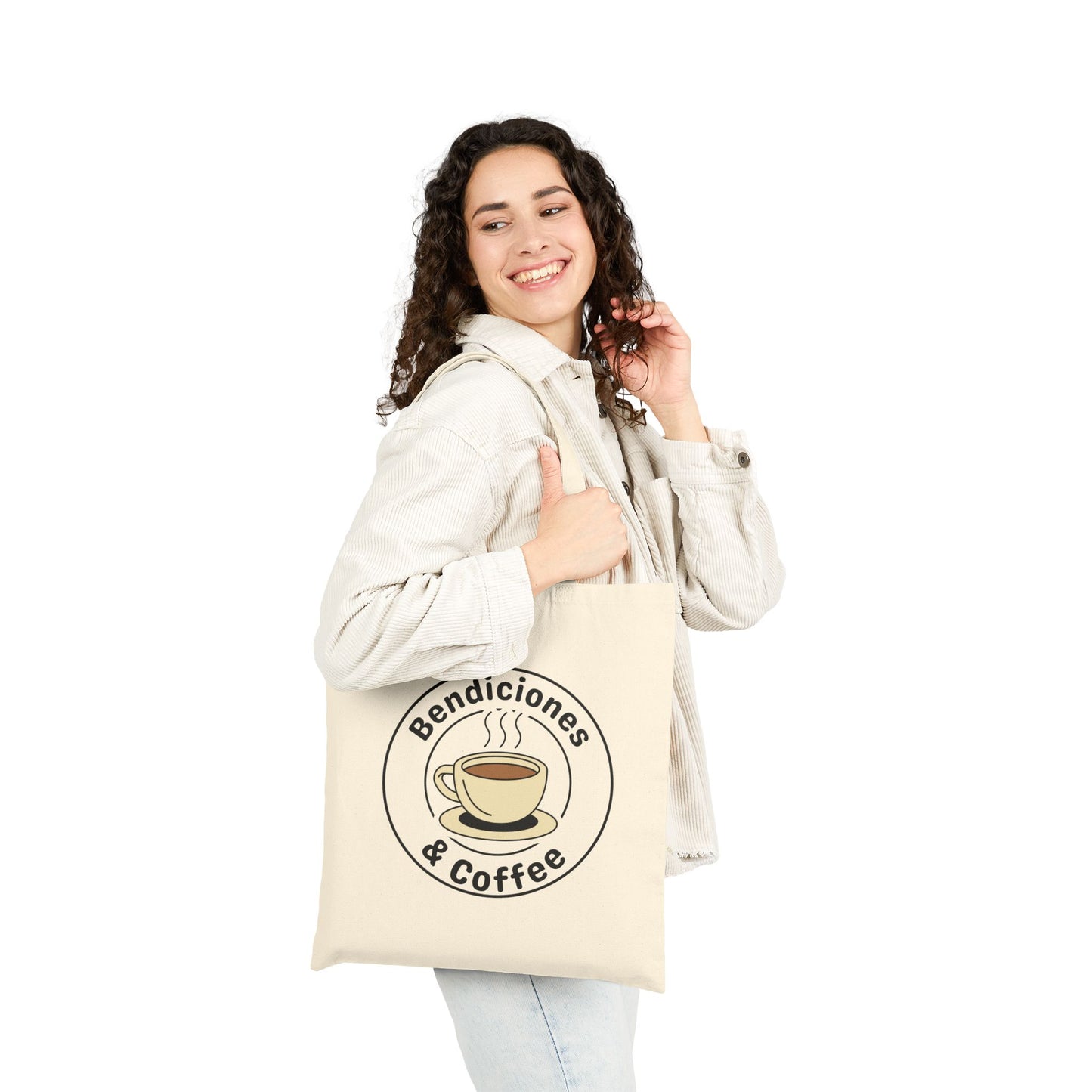 "Bendiciones & Coffee" Funny Bilingual Tote Bag for Coffee Lovers