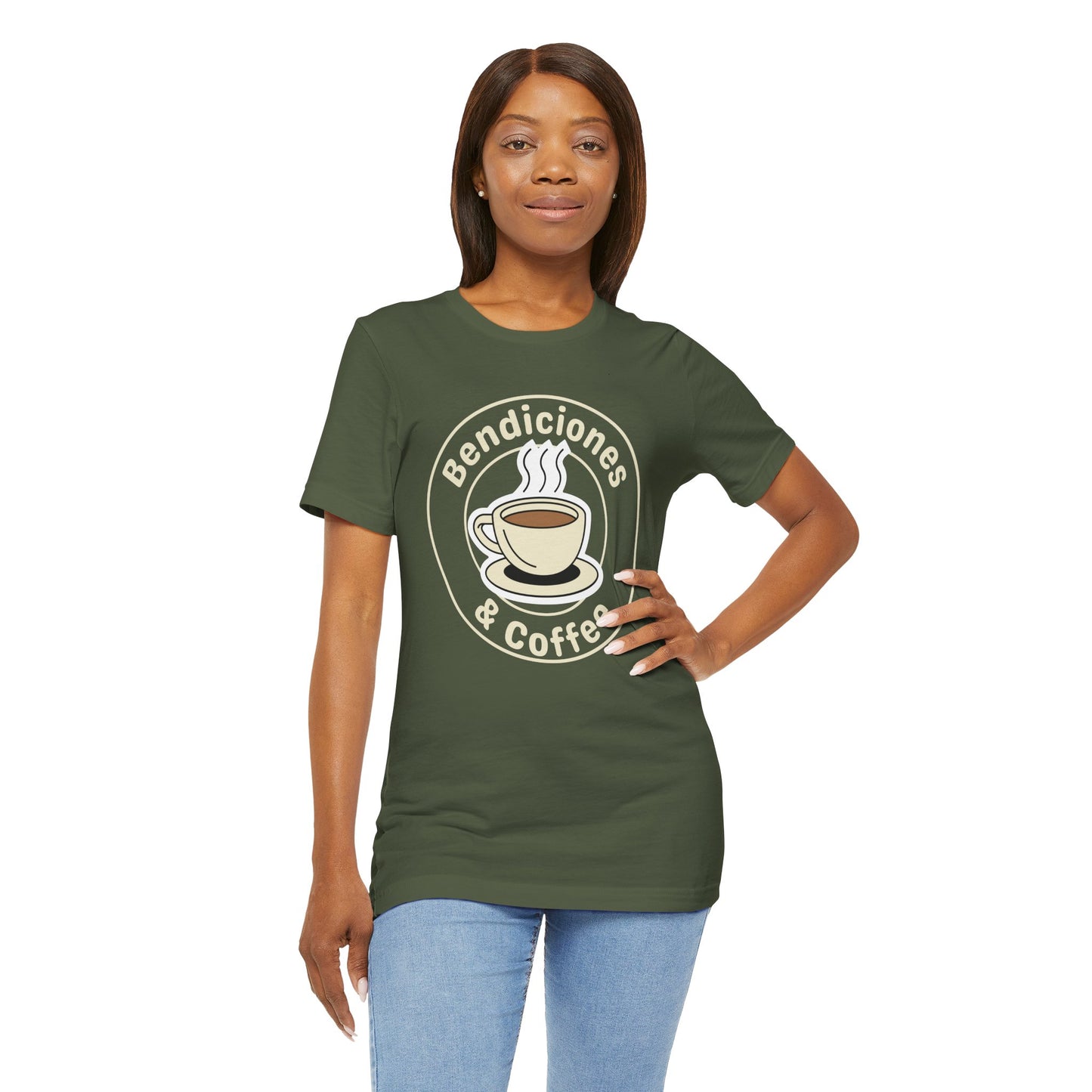 "Bendiciones & Coffee" Funny Bilingual Tee for Coffee Lovers