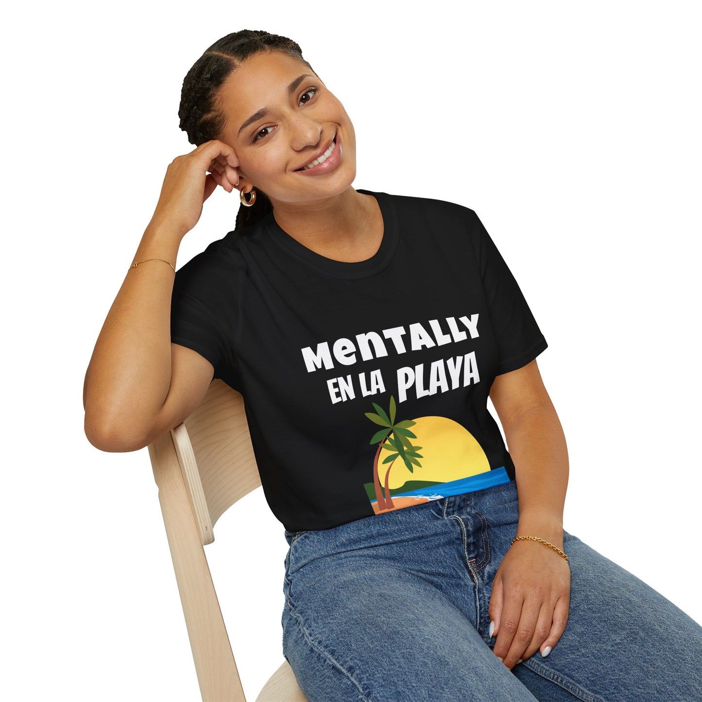 "Mentally En La Playa" Funny Bilingual Tee for Dreamers & Beach Lovers