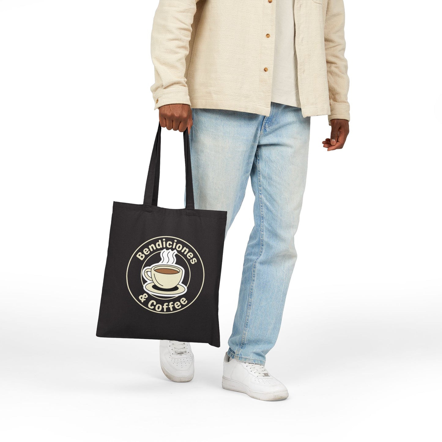 "Bendiciones & Coffee" Funny Bilingual Tote Bag for Coffee Lovers