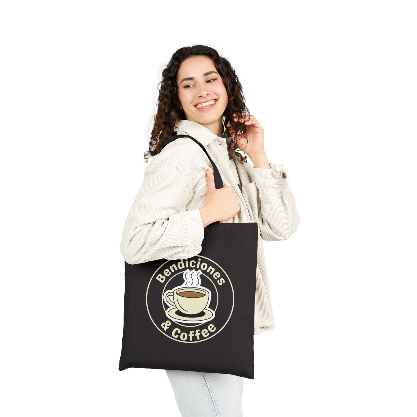 "Bendiciones & Coffee" Funny Bilingual Tote Bag for Coffee Lovers