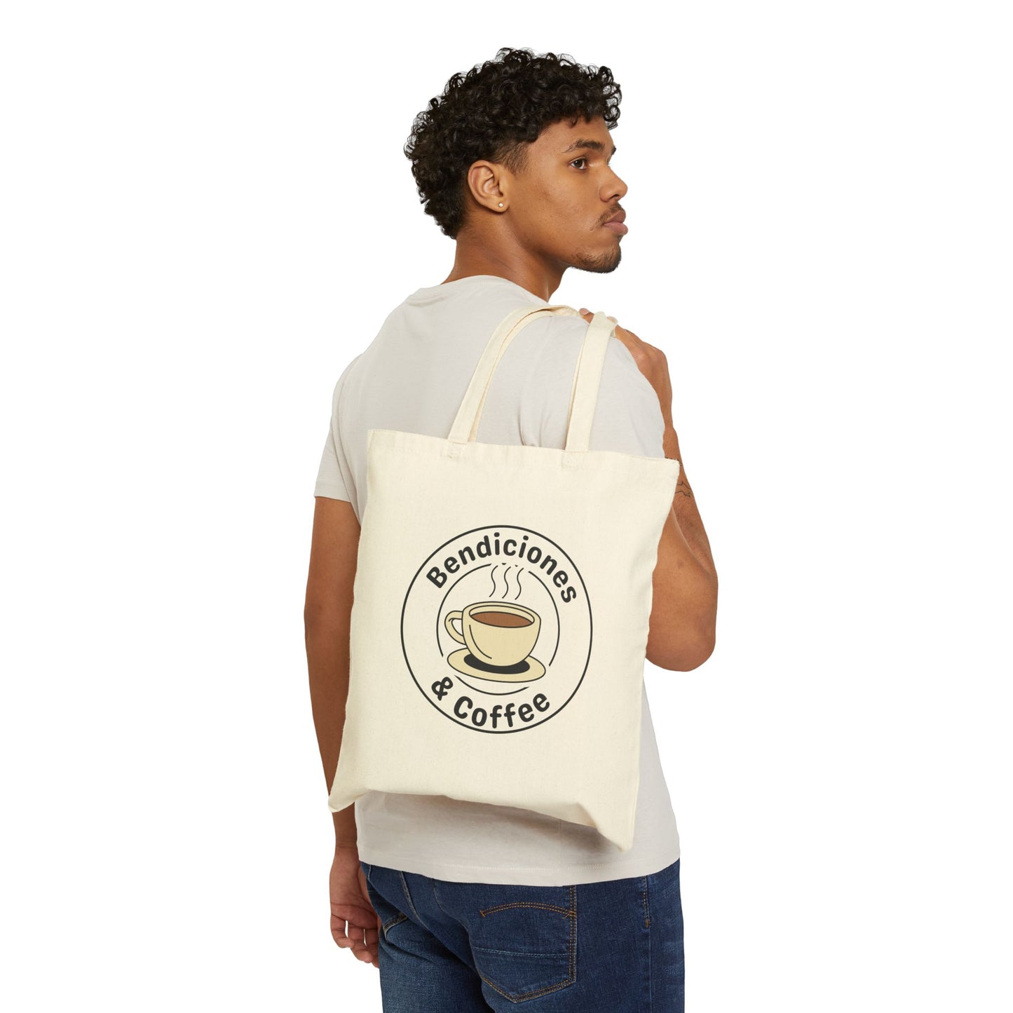 "Bendiciones & Coffee" Funny Bilingual Tote Bag for Coffee Lovers