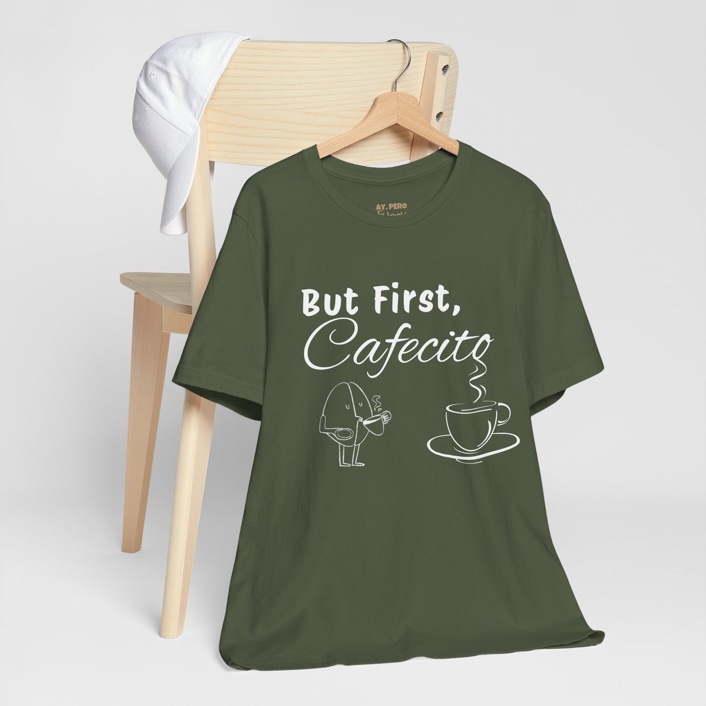 "But First, Cafecito" Funny Bilingual Coffee Lover Tee