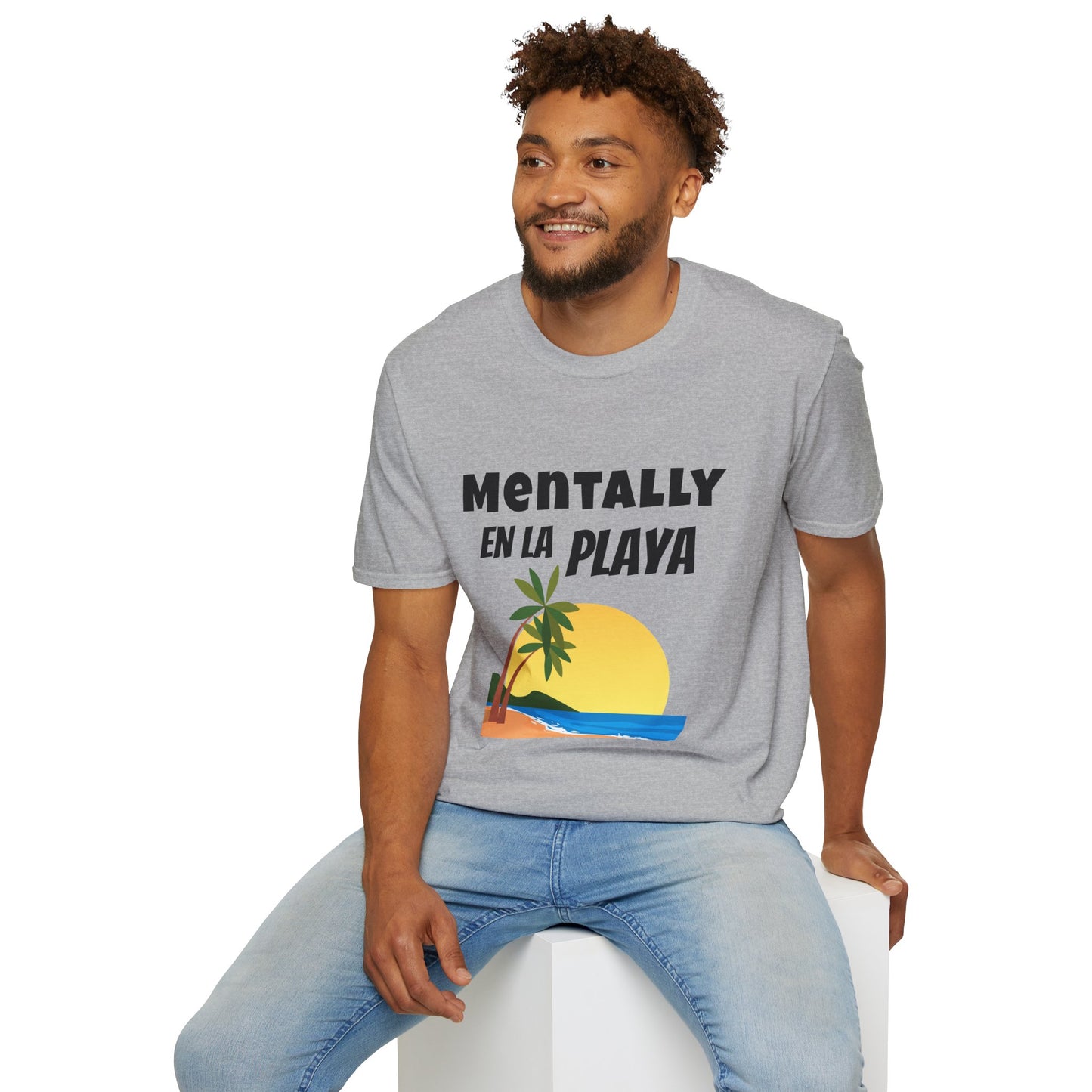 "Mentally En La Playa" Funny Bilingual Tee for Dreamers & Beach Lovers