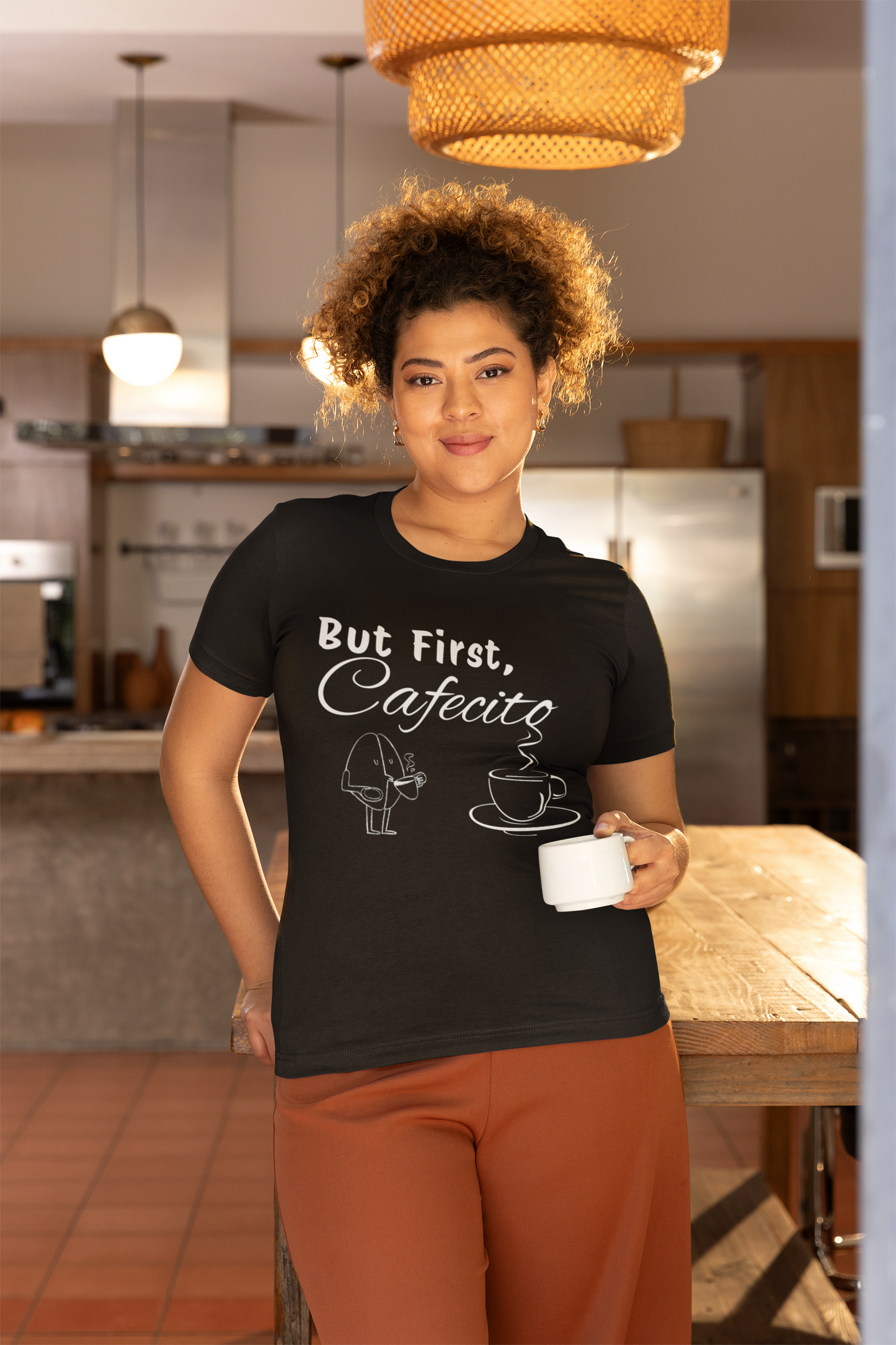 "But First, Cafecito" Funny Bilingual Coffee Lover Tee