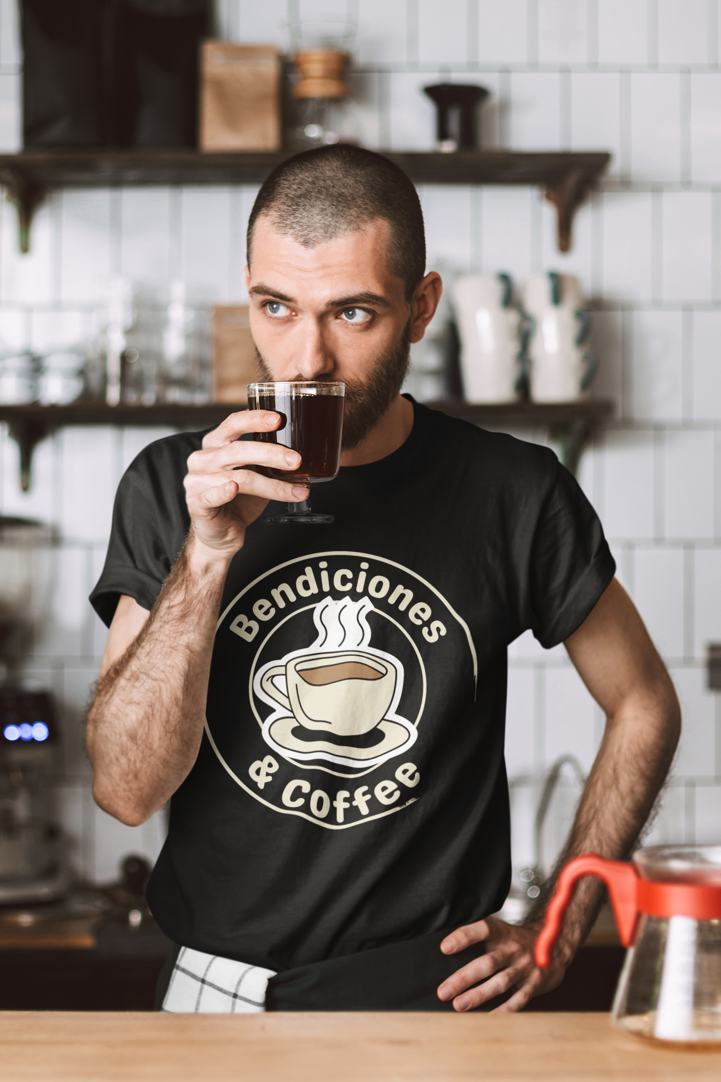 "Bendiciones & Coffee" Funny Bilingual Tee for Coffee Lovers