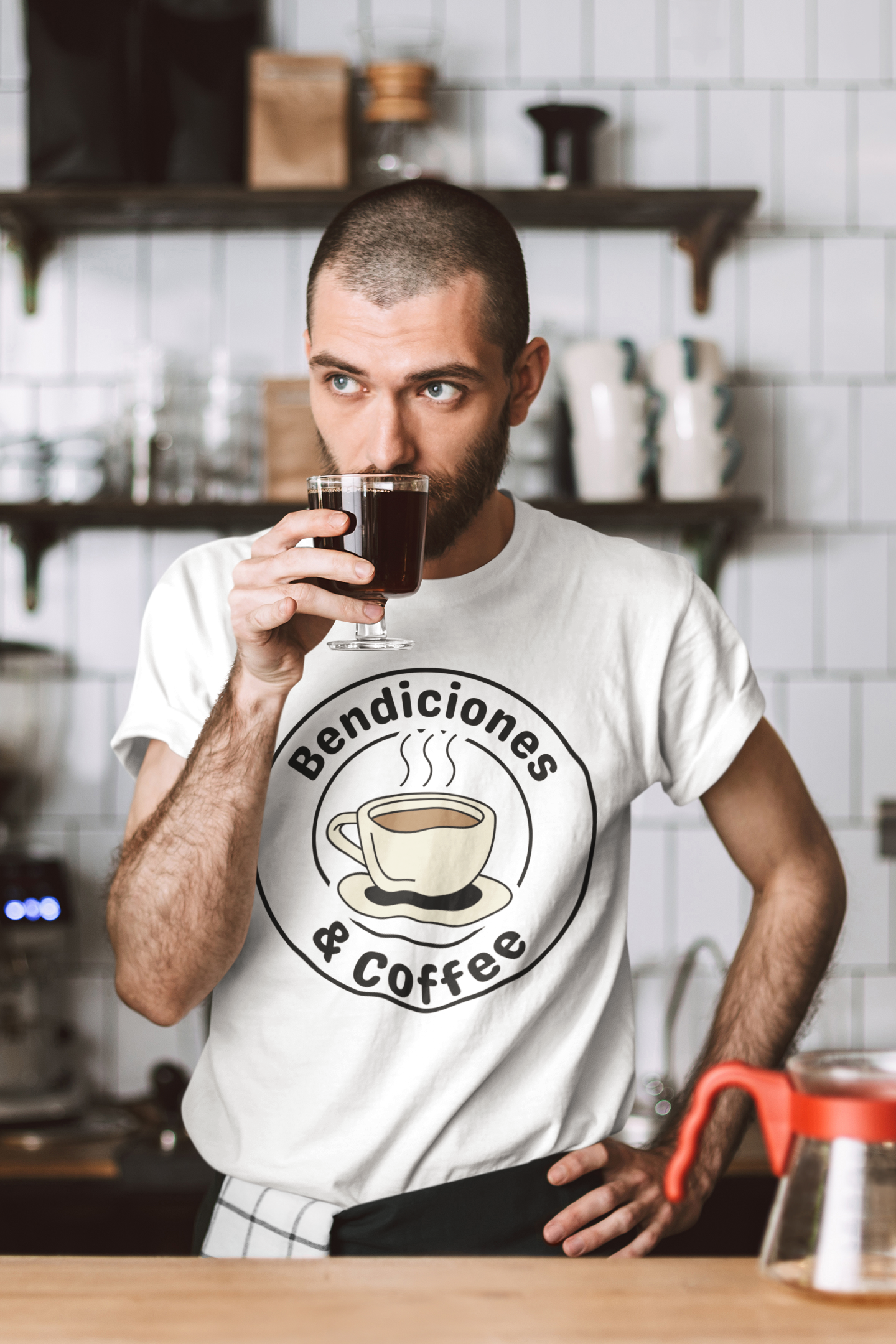 "Bendiciones & Coffee" Funny Bilingual Tee for Coffee Lovers