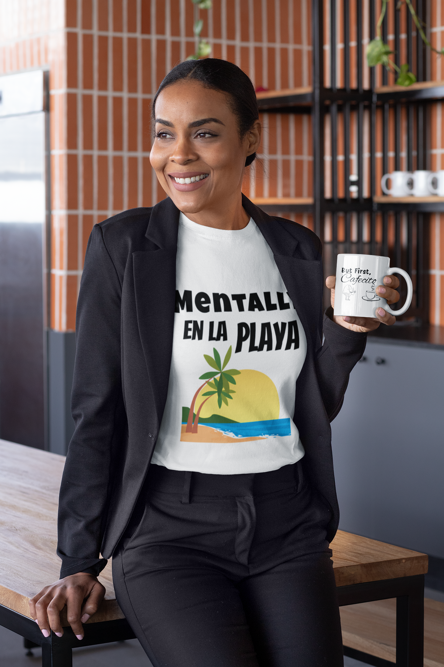 "Mentally En La Playa" Funny Bilingual Tee for Dreamers & Beach Lovers