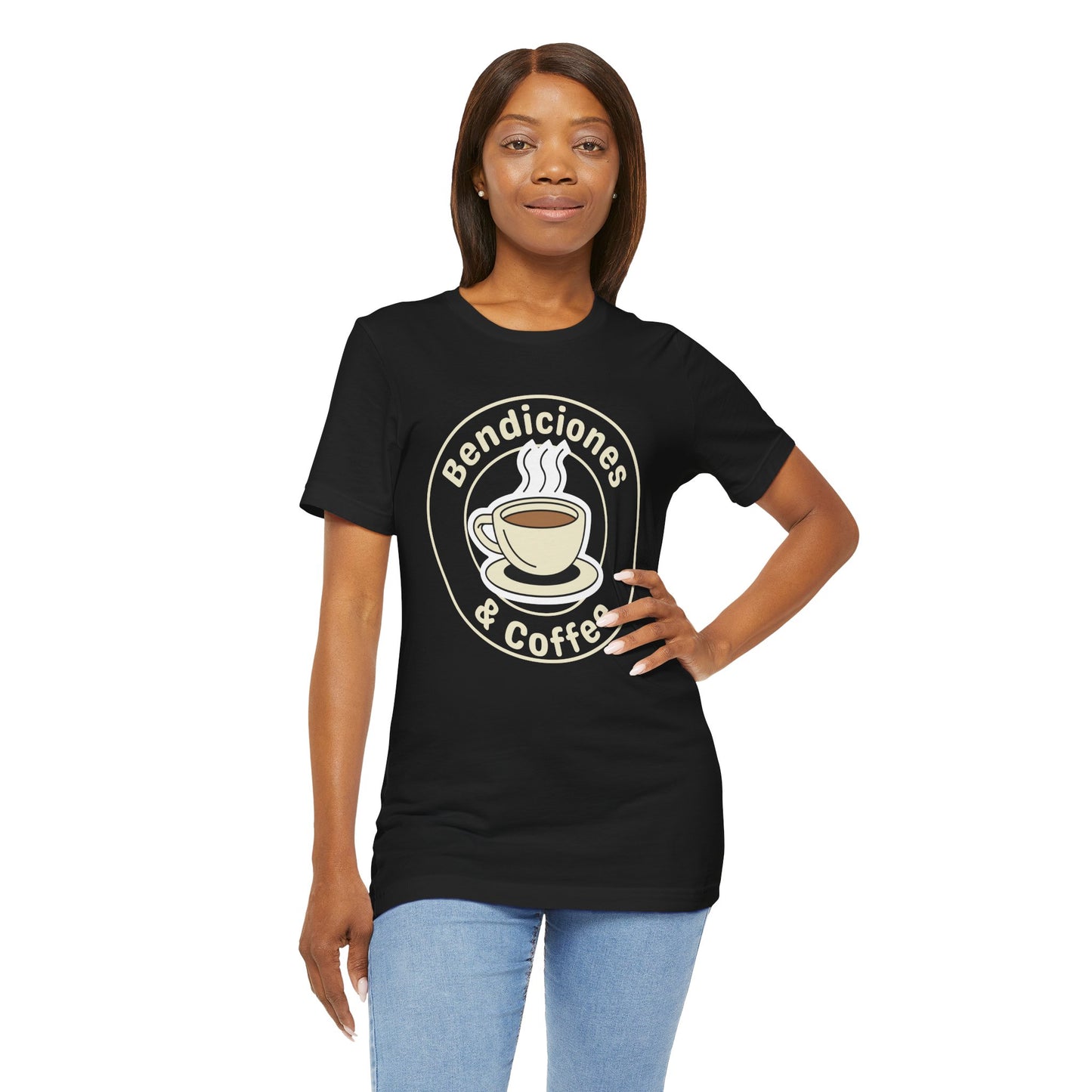 "Bendiciones & Coffee" Funny Bilingual Tee for Coffee Lovers