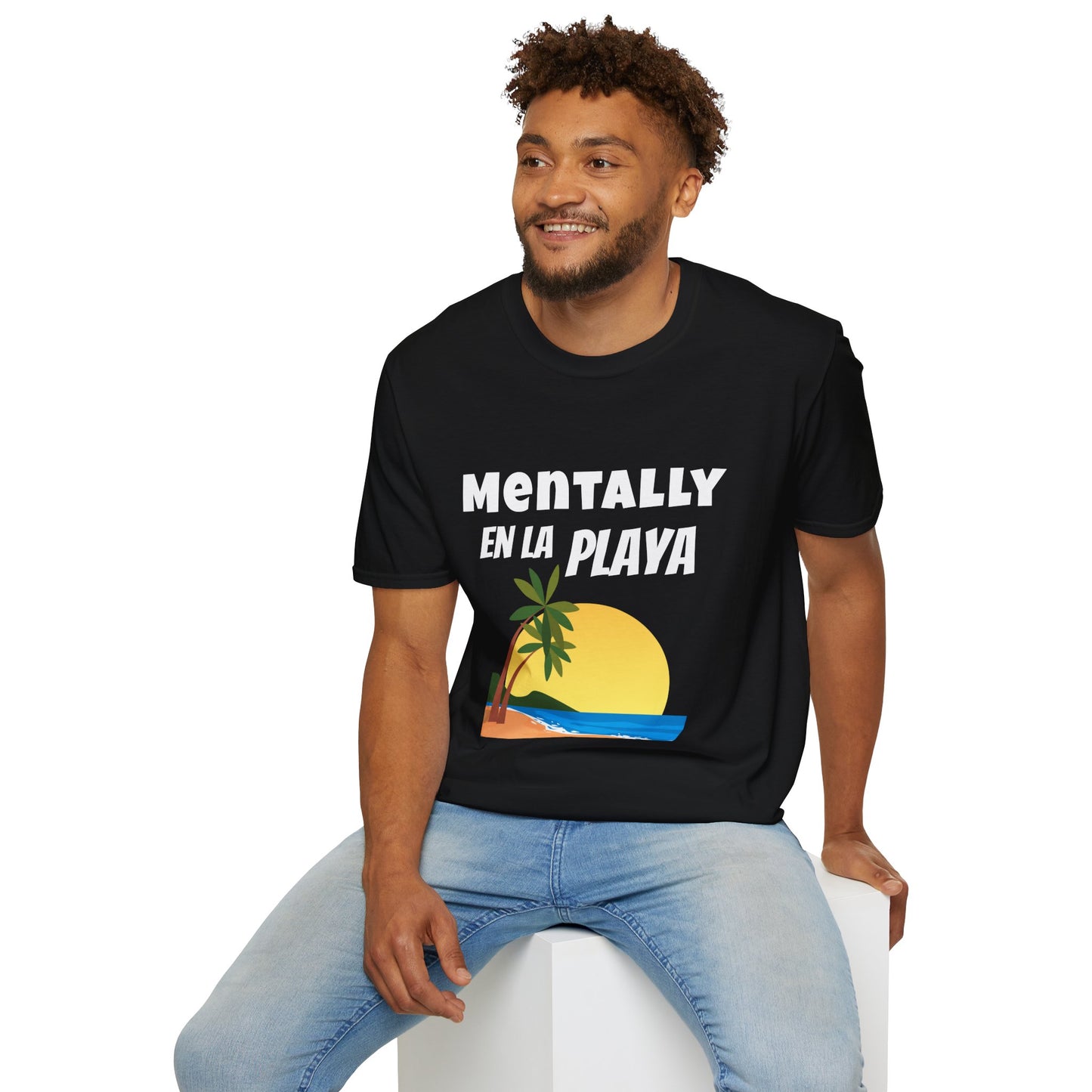 "Mentally En La Playa" Funny Bilingual Tee for Dreamers & Beach Lovers