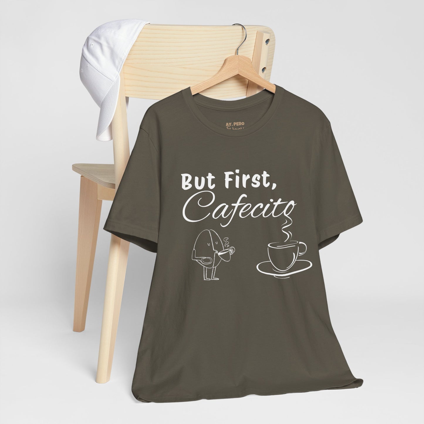 "But First, Cafecito" Funny Bilingual Coffee Lover Tee