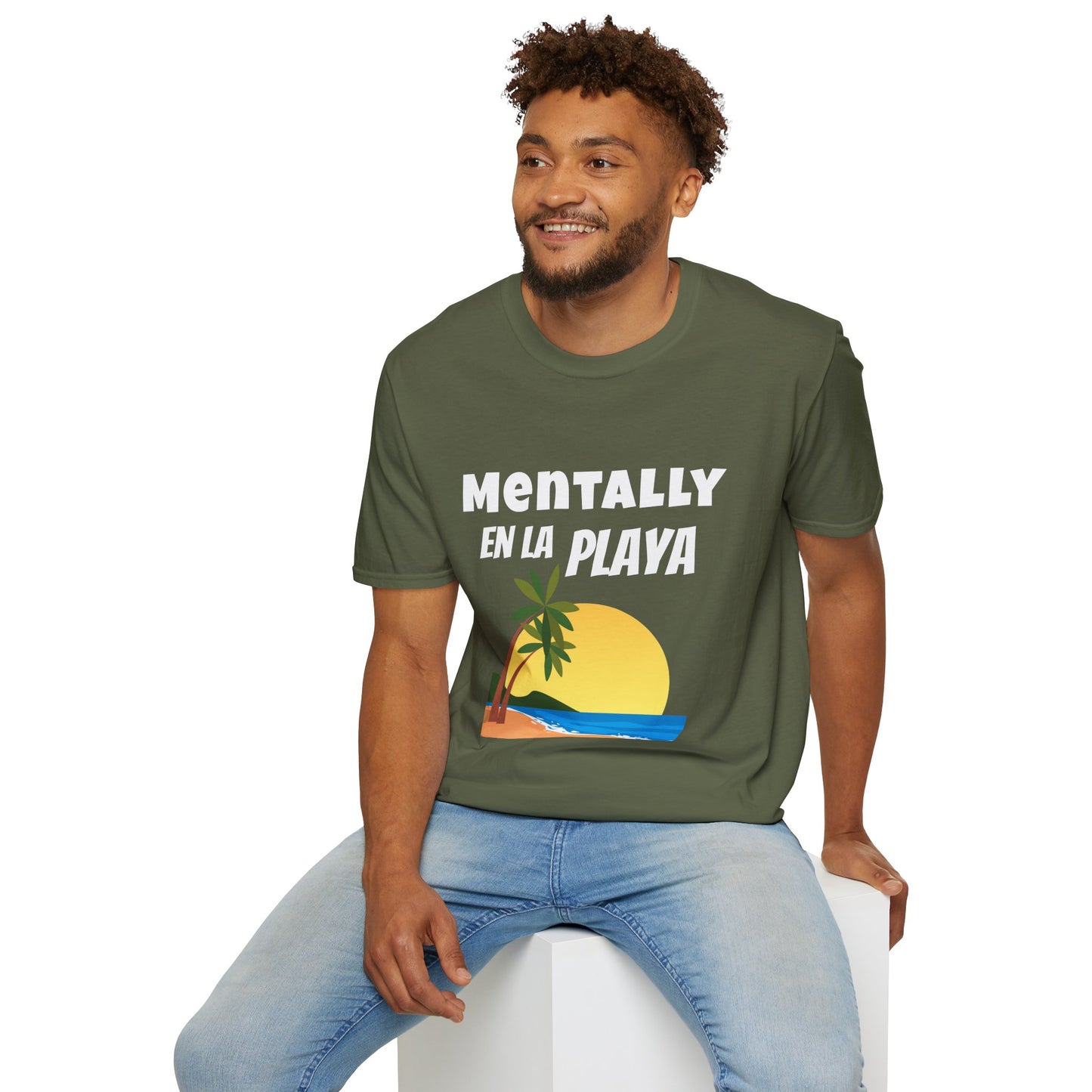 "Mentally En La Playa" Funny Bilingual Tee for Dreamers & Beach Lovers