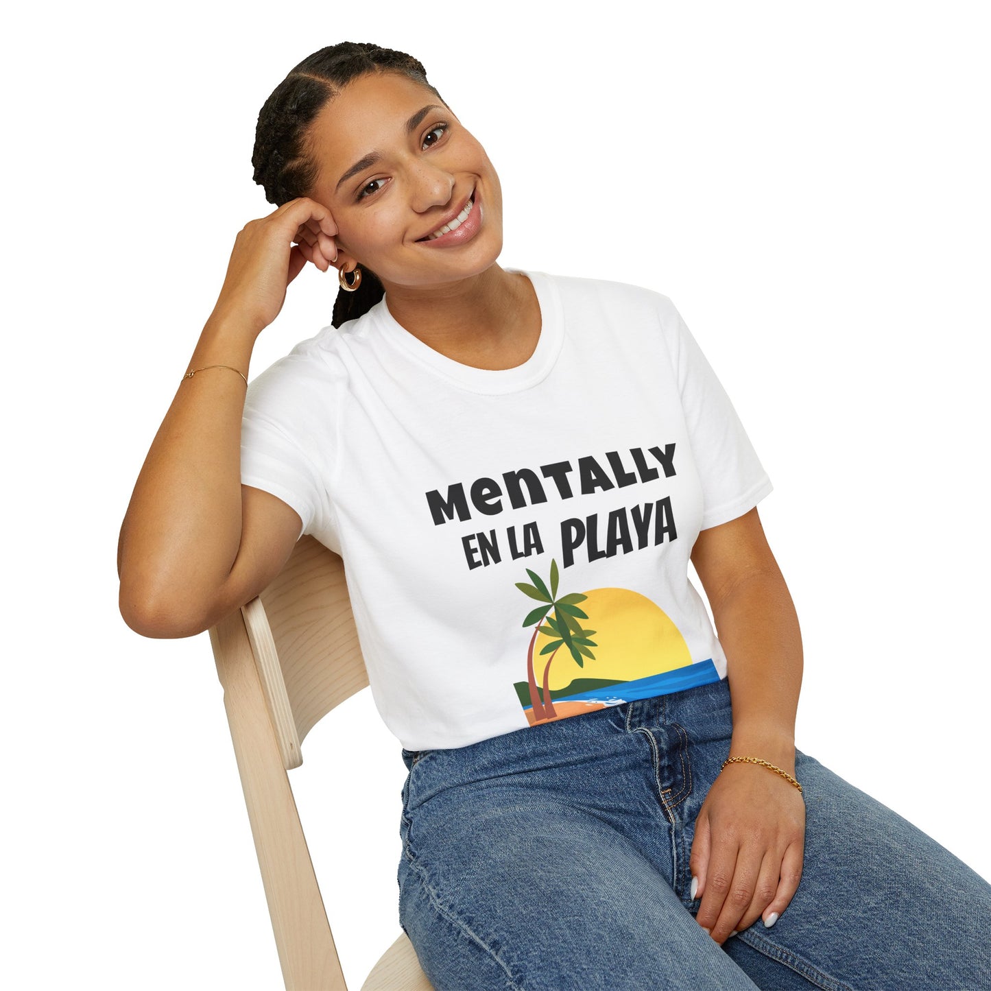 "Mentally En La Playa" Funny Bilingual Tee for Dreamers & Beach Lovers